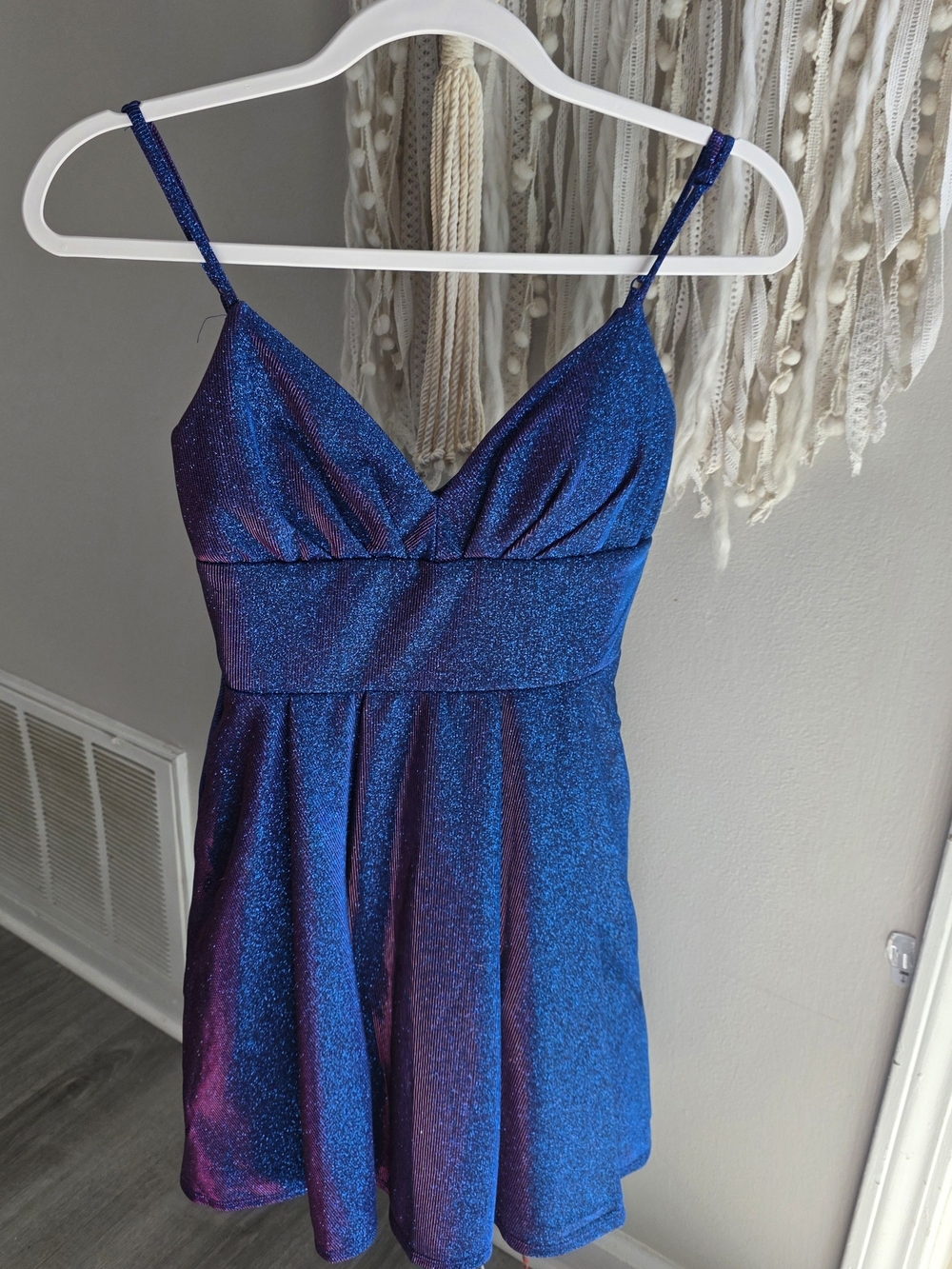 B Darlin Blue-Purple Sparkle Mini Dress